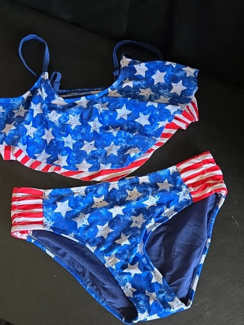 Justice Blue & Red Star Ruffle Bikini Set
